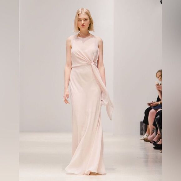 Jenny Yo Paltrow Overlay Chiffon Gown Maxi dress blush Pink Size 10 - Picture 1 of 16